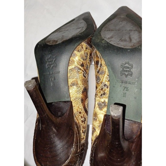 Donald J Pliner Couture Brown Leather Tapestry Pointed Toe Pumps Size 7.5 - Picture 6 of 7